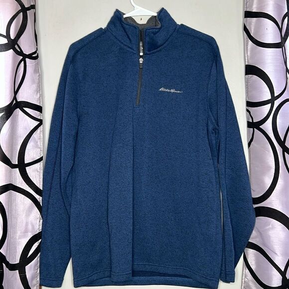 Eddie Bauer Men Blue Atlantic Popover Fleece Long Sleeve Sweatshirt Size Large - Picture 1 of 8